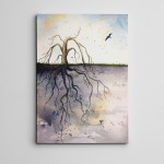Ağaç ve Kökleri Mini Kanvas Tablo